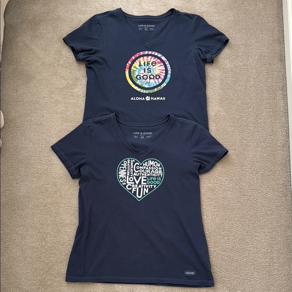 2 Life Is Good Dark Blue Crusher Tee